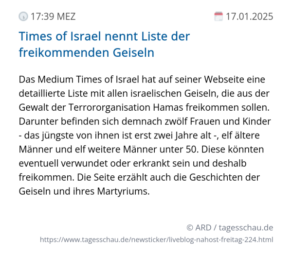 Screenshot eines tagesschau Liveblog Eintrags.