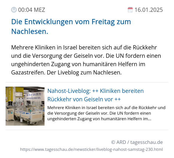 Screenshot eines tagesschau Liveblog Eintrags.