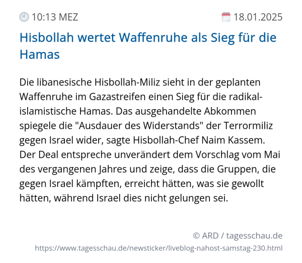 Screenshot eines tagesschau Liveblog Eintrags.