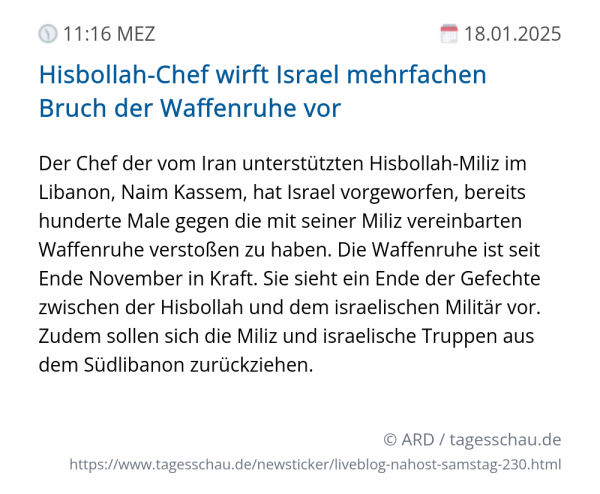 Screenshot eines tagesschau Liveblog Eintrags.