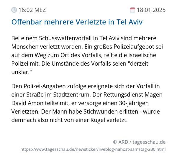 Screenshot eines tagesschau Liveblog Eintrags.