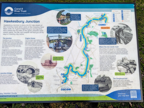 Photo of an information sign for the Hawkesbury Junction canal basin.