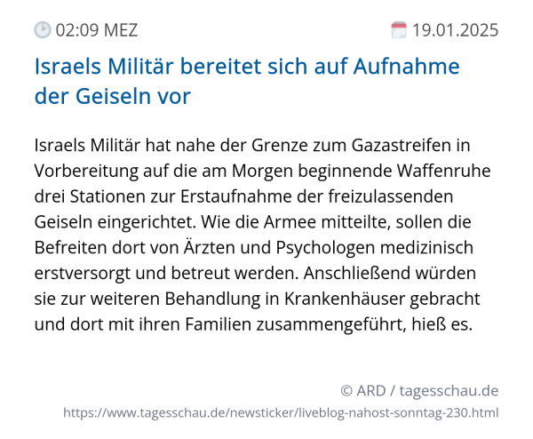 Screenshot eines tagesschau Liveblog Eintrags.