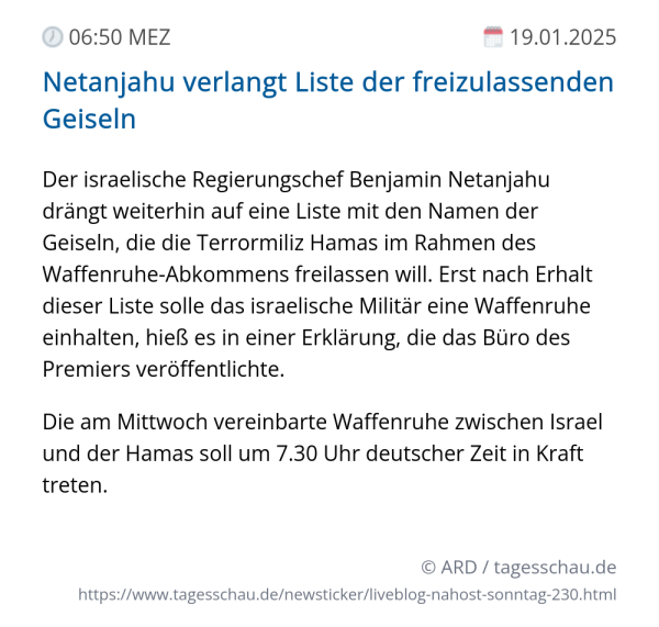 Screenshot eines tagesschau Liveblog Eintrags.