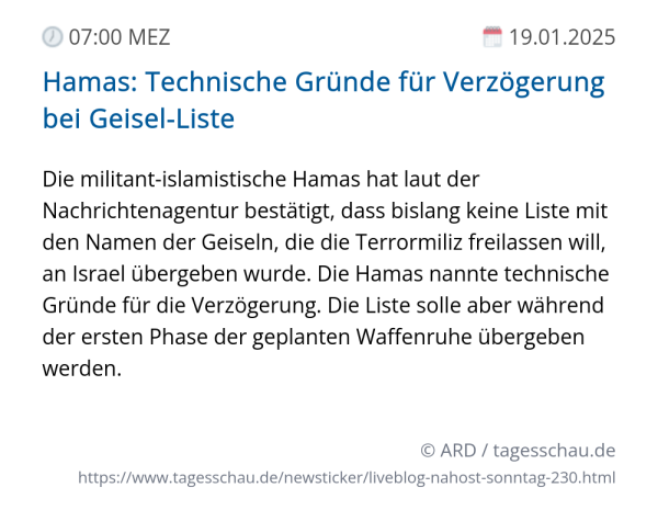 Screenshot eines tagesschau Liveblog Eintrags.