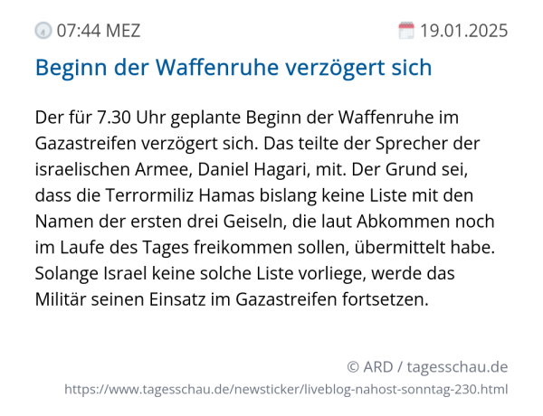 Screenshot eines tagesschau Liveblog Eintrags.