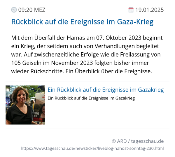 Screenshot eines tagesschau Liveblog Eintrags.