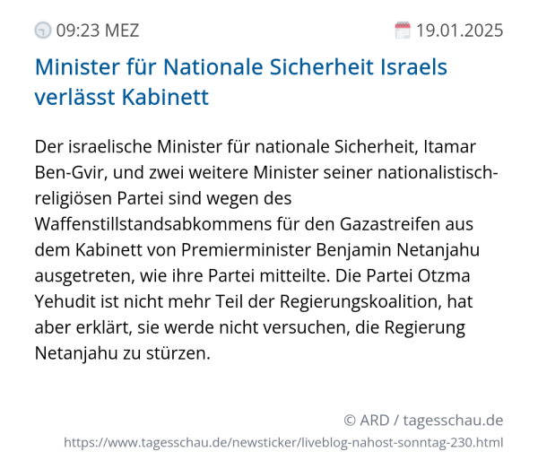 Screenshot eines tagesschau Liveblog Eintrags.