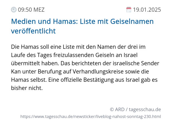 Screenshot eines tagesschau Liveblog Eintrags.