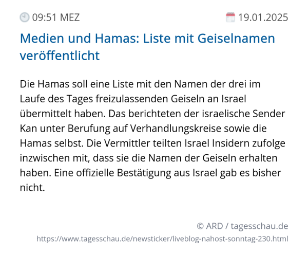 Screenshot eines tagesschau Liveblog Eintrags.