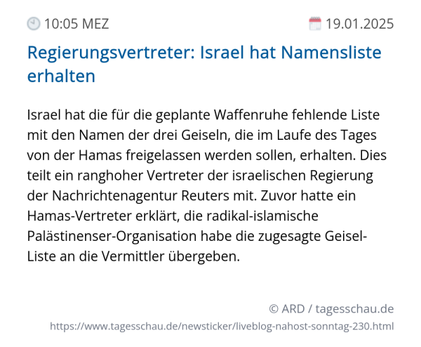 Screenshot eines tagesschau Liveblog Eintrags.