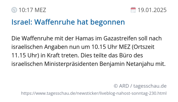 Screenshot eines tagesschau Liveblog Eintrags.