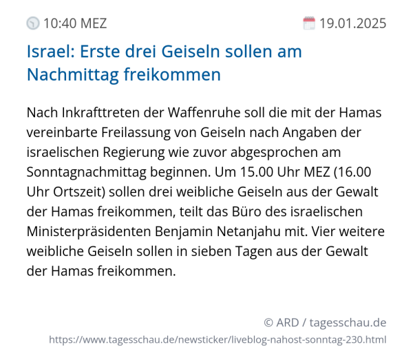 Screenshot eines tagesschau Liveblog Eintrags.