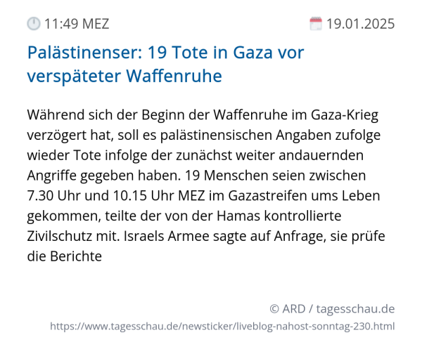 Screenshot eines tagesschau Liveblog Eintrags.