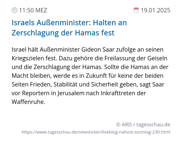 Screenshot eines tagesschau Liveblog Eintrags.