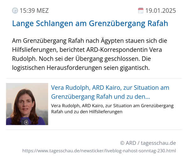 Screenshot eines tagesschau Liveblog Eintrags.