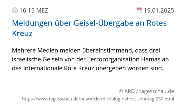 Screenshot eines tagesschau Liveblog Eintrags.