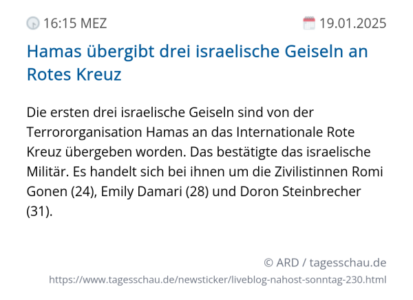 Screenshot eines tagesschau Liveblog Eintrags.