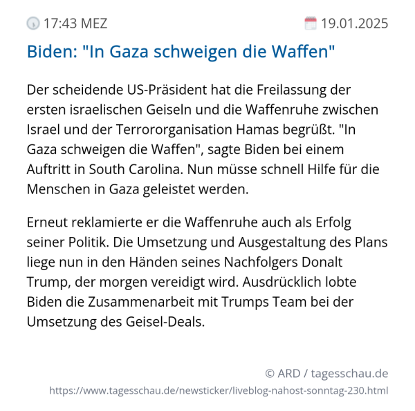 Screenshot eines tagesschau Liveblog Eintrags.