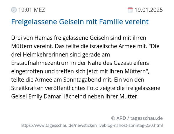 Screenshot eines tagesschau Liveblog Eintrags.