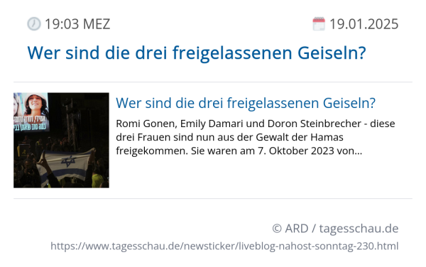 Screenshot eines tagesschau Liveblog Eintrags.