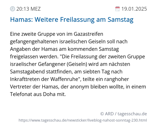 Screenshot eines tagesschau Liveblog Eintrags.