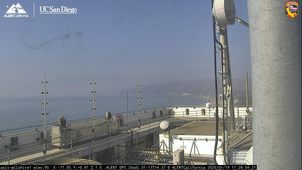 View of haze, brownish, over the Pacific Ocean over Santa Monica