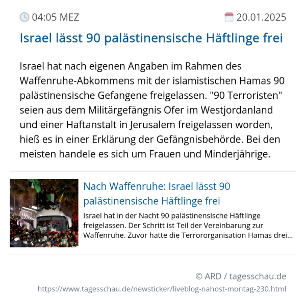 Screenshot eines tagesschau Liveblog Eintrags.