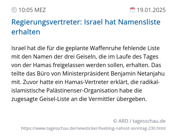 Screenshot eines tagesschau Liveblog Eintrags.