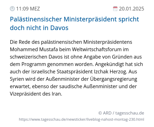 Screenshot eines tagesschau Liveblog Eintrags.