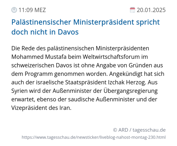 Screenshot eines tagesschau Liveblog Eintrags.