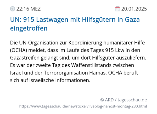 Screenshot eines tagesschau Liveblog Eintrags.