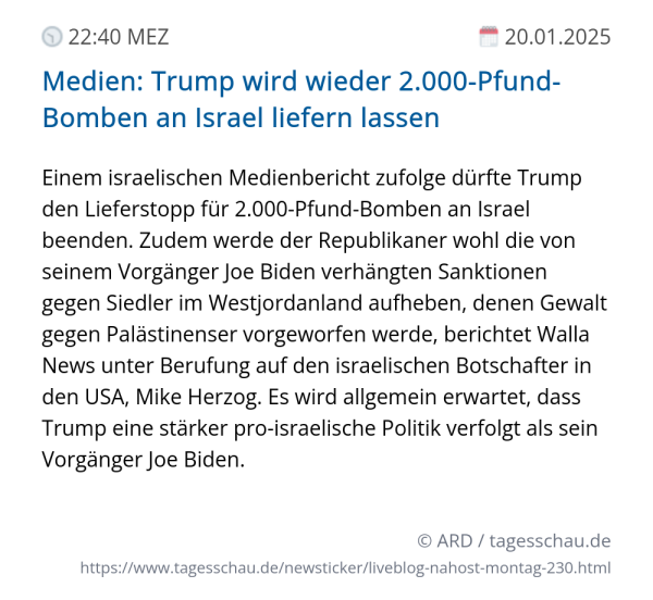 Screenshot eines tagesschau Liveblog Eintrags.