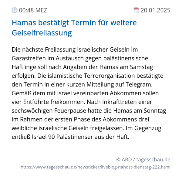 Screenshot eines tagesschau Liveblog Eintrags.