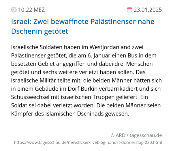 Screenshot eines tagesschau Liveblog Eintrags.