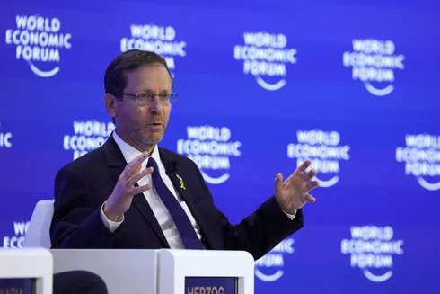 President Isaac Herzog speaks during the 55th annual meeting of the World Economic Forum (WEF) in Davos, Switzerland, on January 21, 2025.Credit: REUTERS/Yves Herman