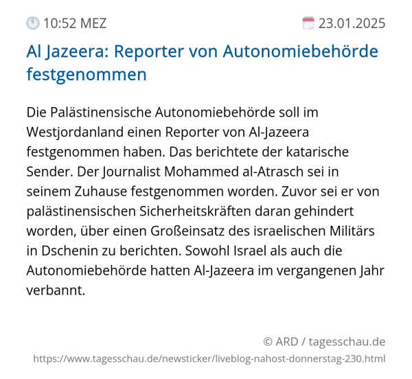 Screenshot eines tagesschau Liveblog Eintrags.