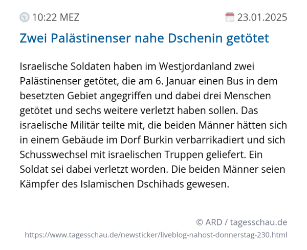 Screenshot eines tagesschau Liveblog Eintrags.