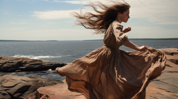 A girl running on a New England sea-cliff, 1847