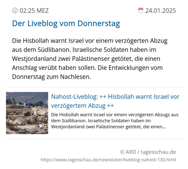 Screenshot eines tagesschau Liveblog Eintrags.