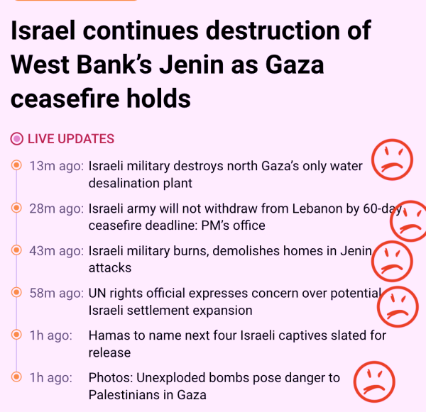 headlines about Israel's activity in palestine