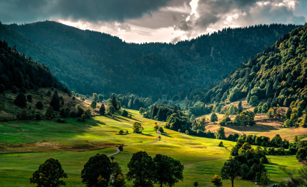 Sonne-Wolkenmix im Menzenschwander Tal im Schwarzwald