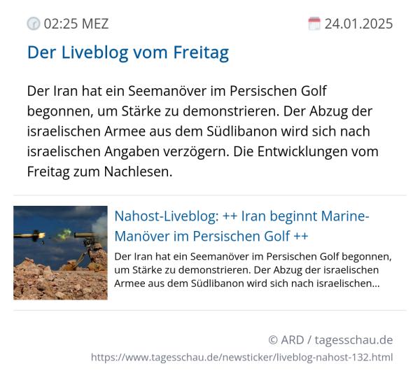 Screenshot eines tagesschau Liveblog Eintrags.