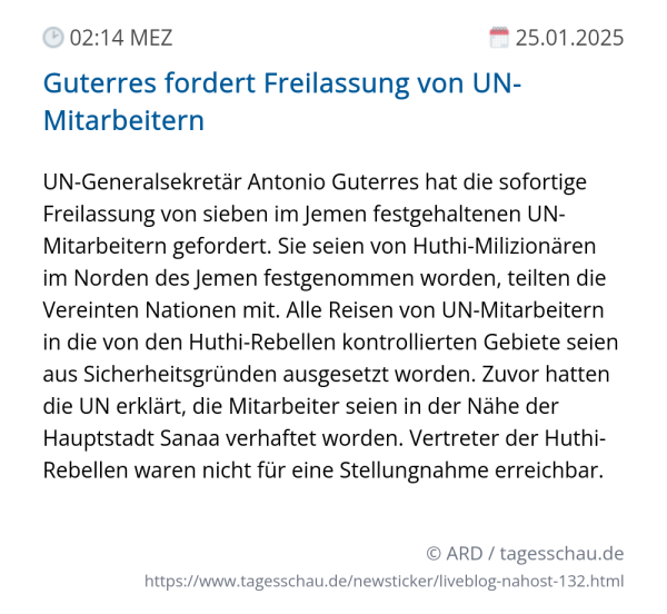 Screenshot eines tagesschau Liveblog Eintrags.