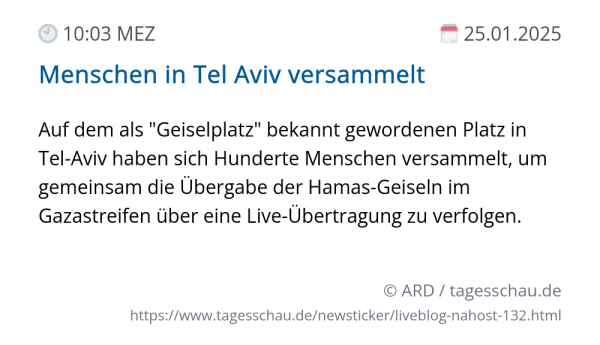 Screenshot eines tagesschau Liveblog Eintrags.