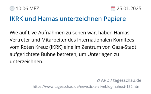 Screenshot eines tagesschau Liveblog Eintrags.