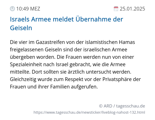 Screenshot eines tagesschau Liveblog Eintrags.