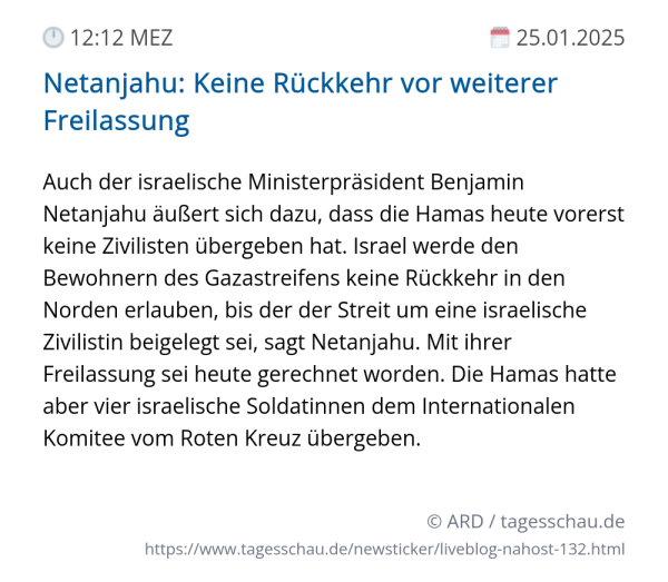 Screenshot eines tagesschau Liveblog Eintrags.