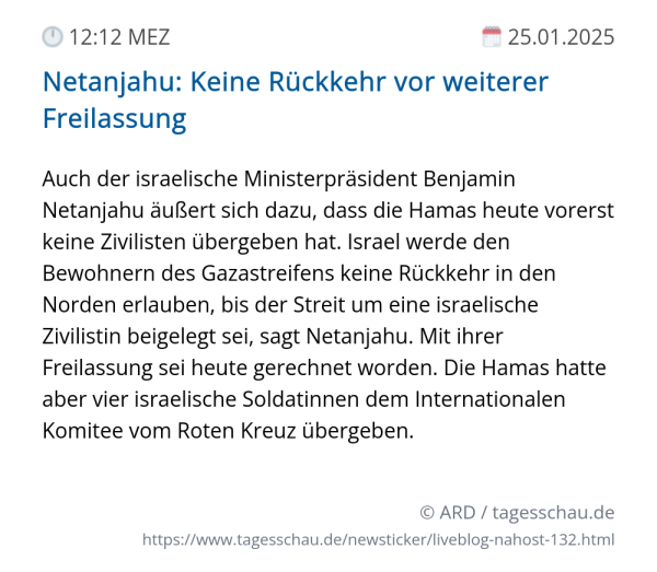 Screenshot eines tagesschau Liveblog Eintrags.