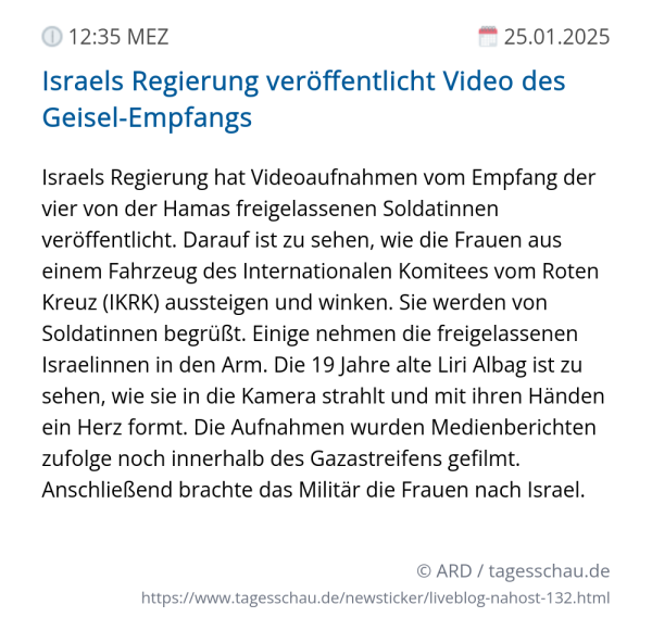 Screenshot eines tagesschau Liveblog Eintrags.